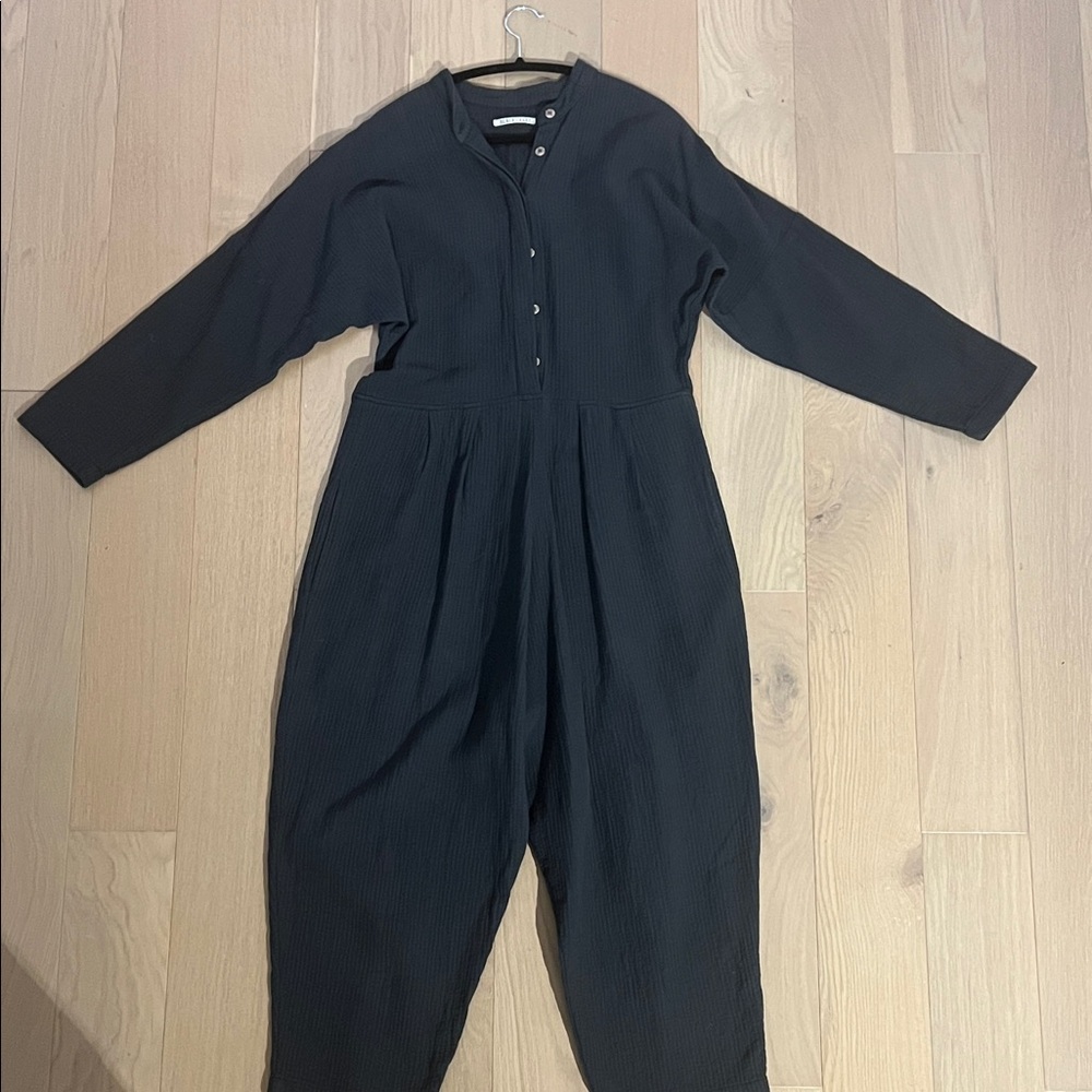 Black Crane Button-Up Jumpsuit